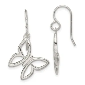 Sterling Silver Butterfly Shepherd Hook Dangle Earrings