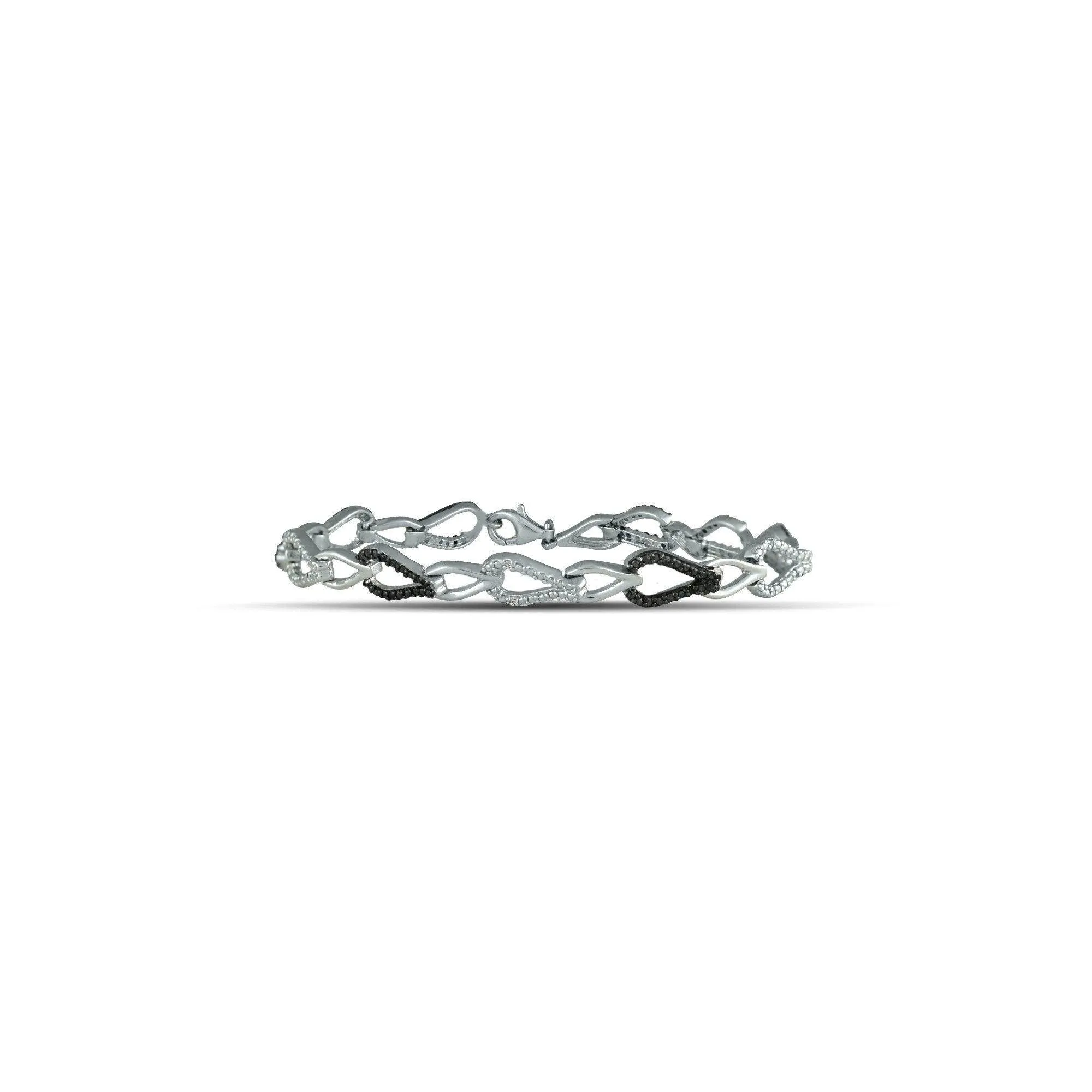 Sterling Silver Diamond Accent Bracelet with Black Rhodium