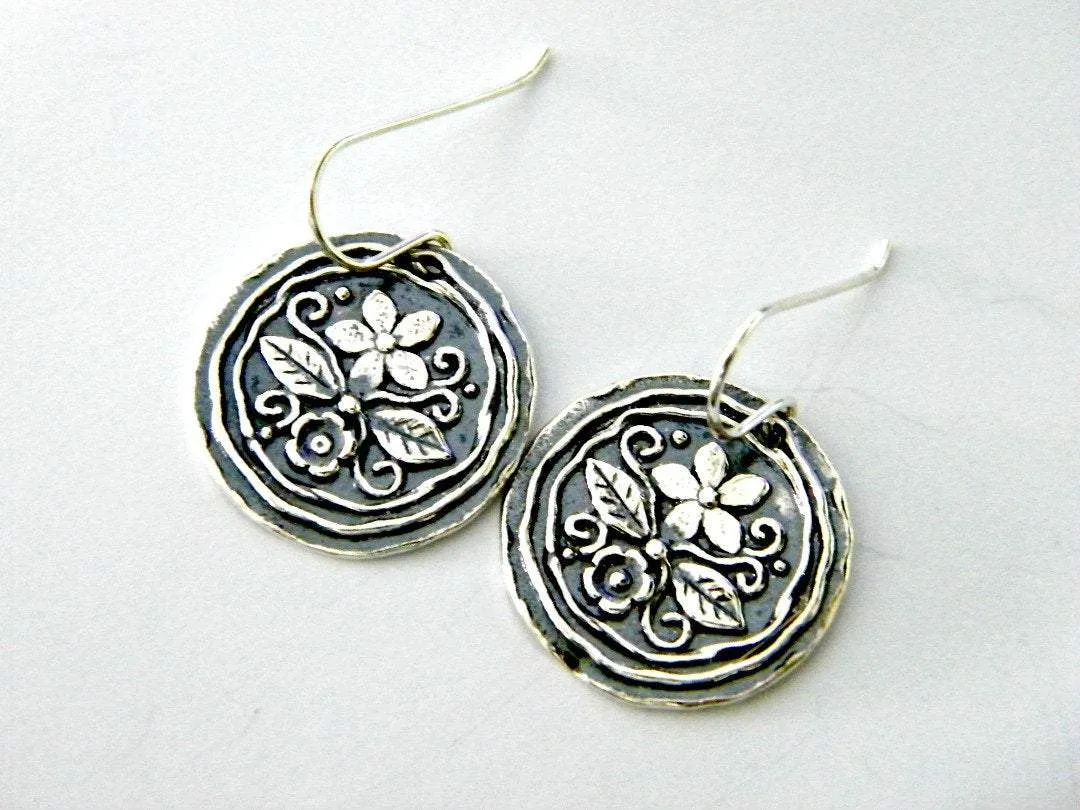 Sterling Silver Flowers Earrings for Woman,  sterling silver jewelry ,  dangling earrings