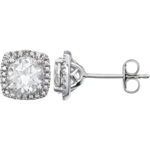 Sterling Silver Lab-Grown White Sapphire & .015 CTW Natural Diamond Earrings