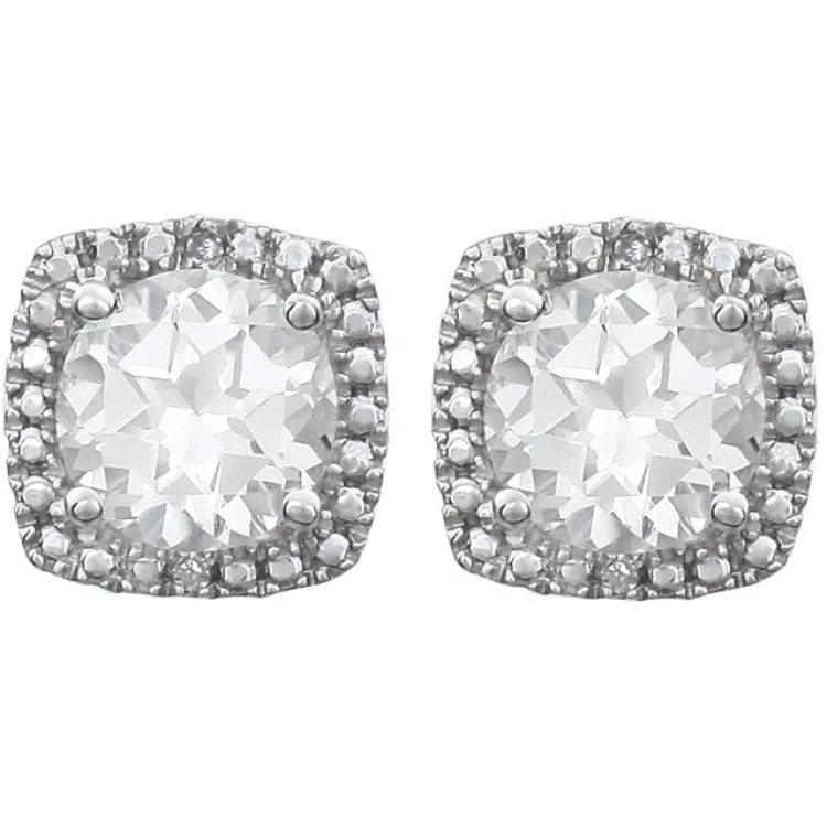 Sterling Silver Lab-Grown White Sapphire & .015 CTW Natural Diamond Earrings