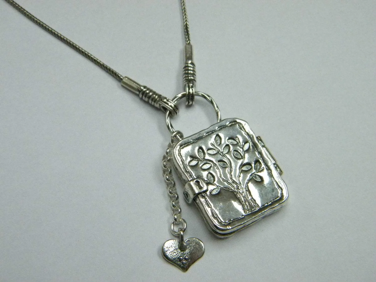 Sterling silver locket , engraved locket, charm heart jewelry