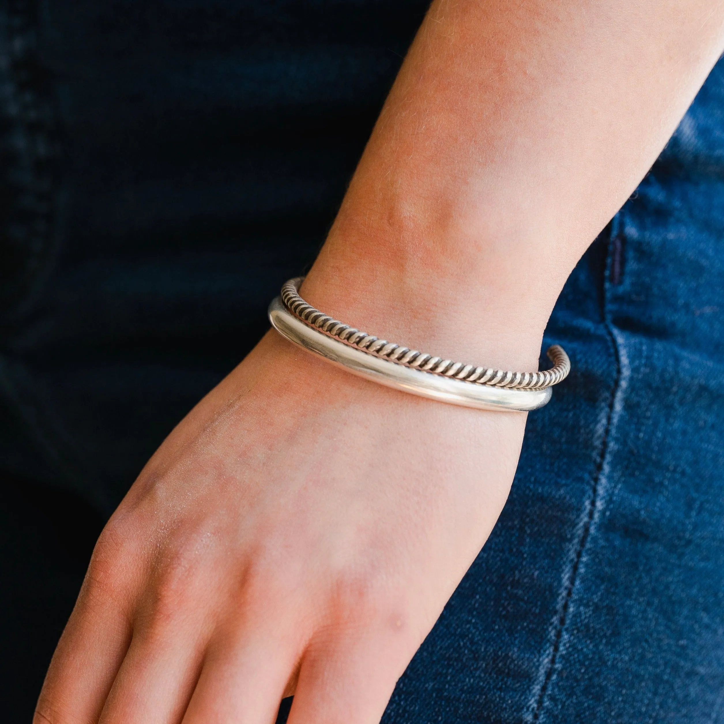 Sterling Silver Oxidized Twist Cuff Bracelet