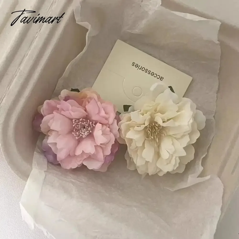 TAVIMART  -  1PCS Peony Flower Hair Clip Sweet Big Flower Headwear Hairpin Bohemia Ponytail Hairpin Party Jewelry