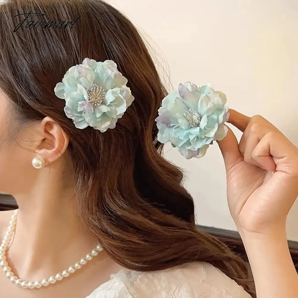 TAVIMART  -  1PCS Peony Flower Hair Clip Sweet Big Flower Headwear Hairpin Bohemia Ponytail Hairpin Party Jewelry