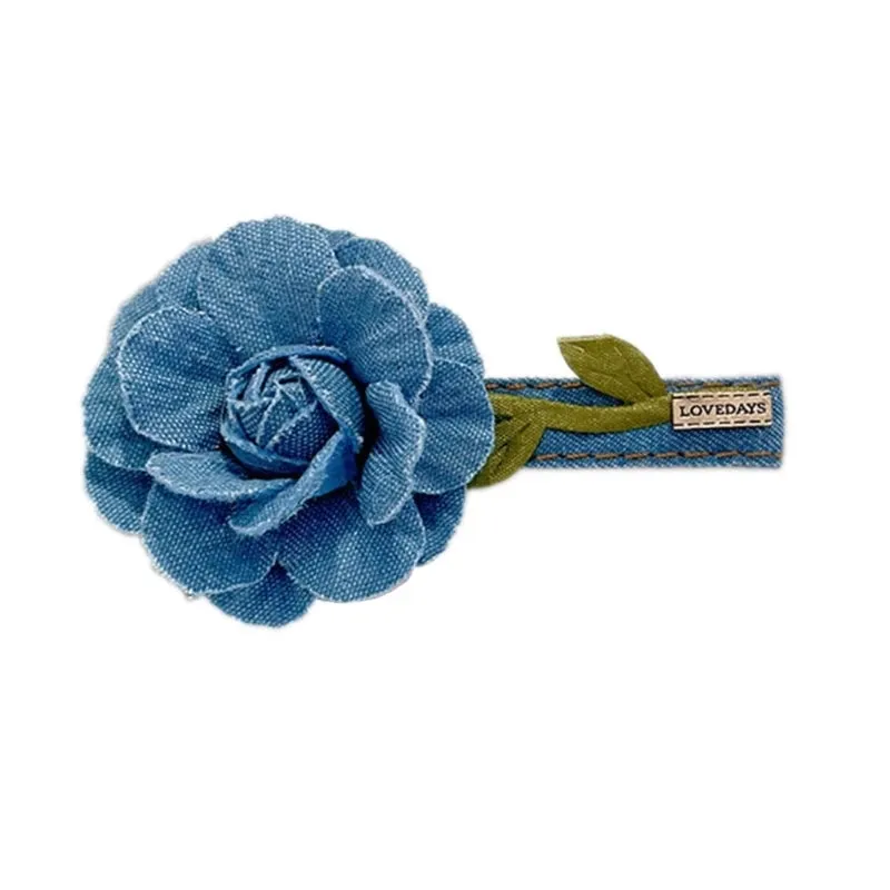 TAVIMART  -   Flower Hair Clip for Bangs Denim-Flower Hairpin Barrettes Lightweight Scrunchies for Thick & Thin Hair Bands Ponytail Holder