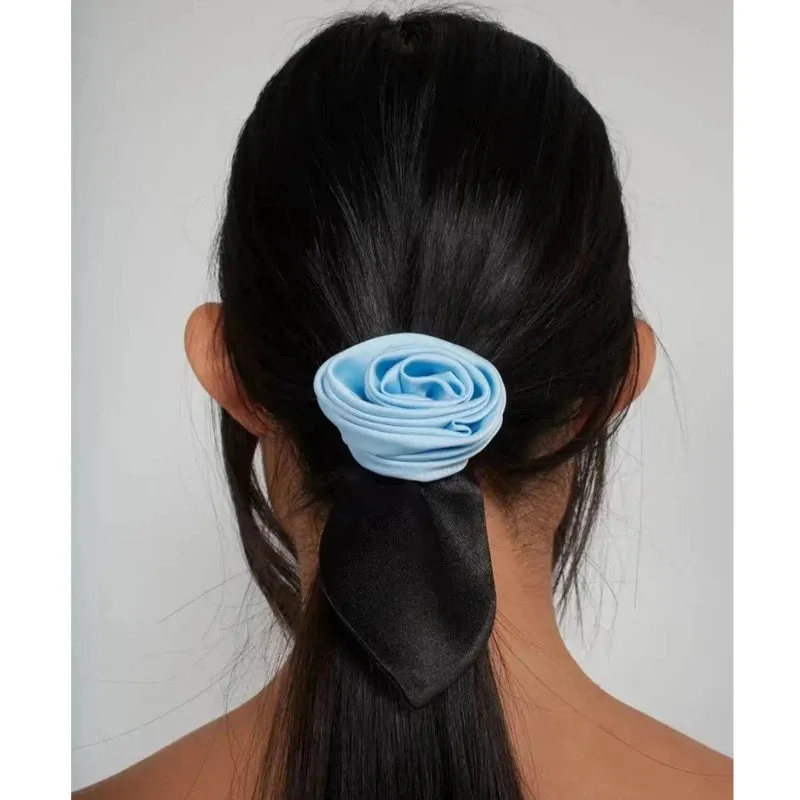 TAVIMART  -   Flower Hair Clip for Bangs Denim-Flower Hairpin Barrettes Lightweight Scrunchies for Thick & Thin Hair Bands Ponytail Holder