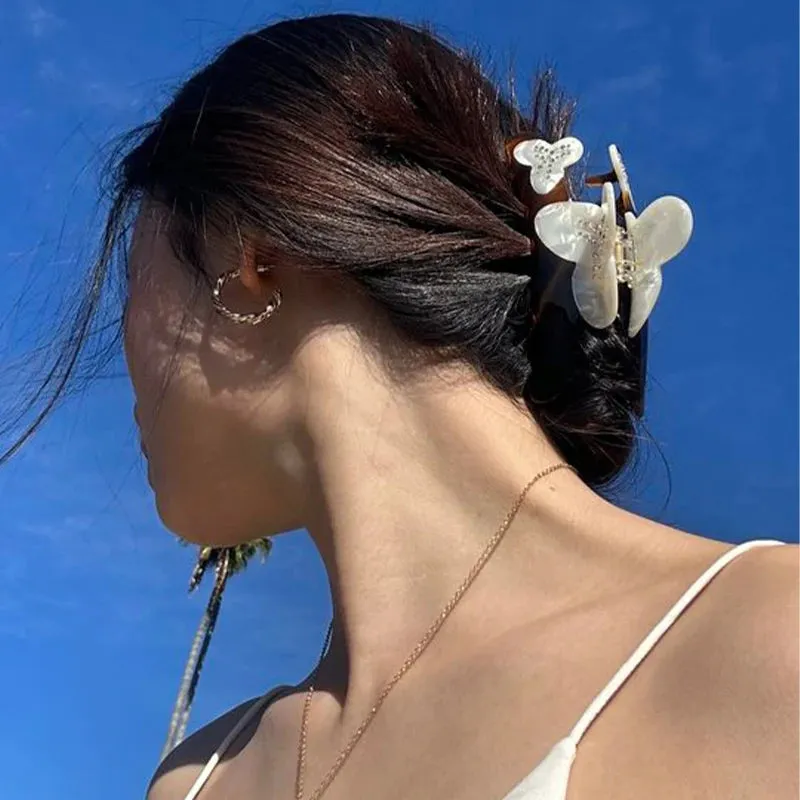 TAVIMART  -  Hairclip Temperament Acetic Acid Butterfly Orchid Large Shark Clip Headdress Fashionable Niche Korean Hairpin Cute Accessories