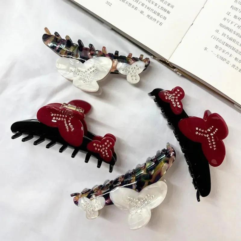 TAVIMART  -  Hairclip Temperament Acetic Acid Butterfly Orchid Large Shark Clip Headdress Fashionable Niche Korean Hairpin Cute Accessories