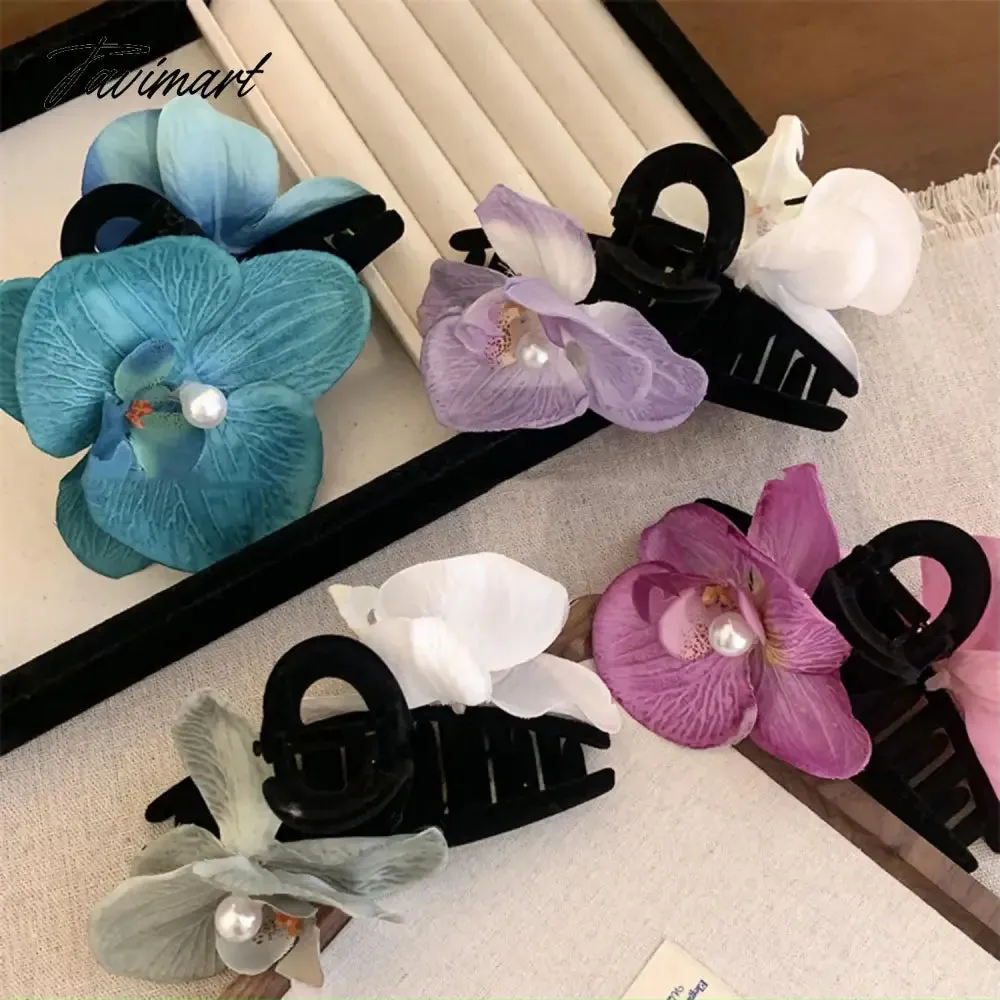 TAVIMART  -  New Butterfly Orchid Flower Hair Clip Claw Women Ladies Fairy Flower Side Clips Headwear Hairpin Barrette Hair Accessories