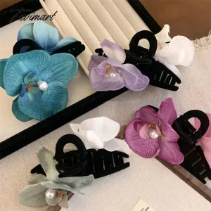 TAVIMART  -  New Butterfly Orchid Flower Hair Clip Claw Women Ladies Fairy Flower Side Clips Headwear Hairpin Barrette Hair Accessories