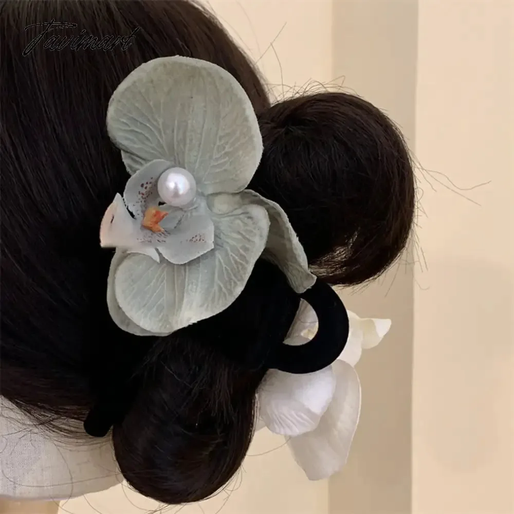 TAVIMART  -  New Butterfly Orchid Flower Hair Clip Claw Women Ladies Fairy Flower Side Clips Headwear Hairpin Barrette Hair Accessories