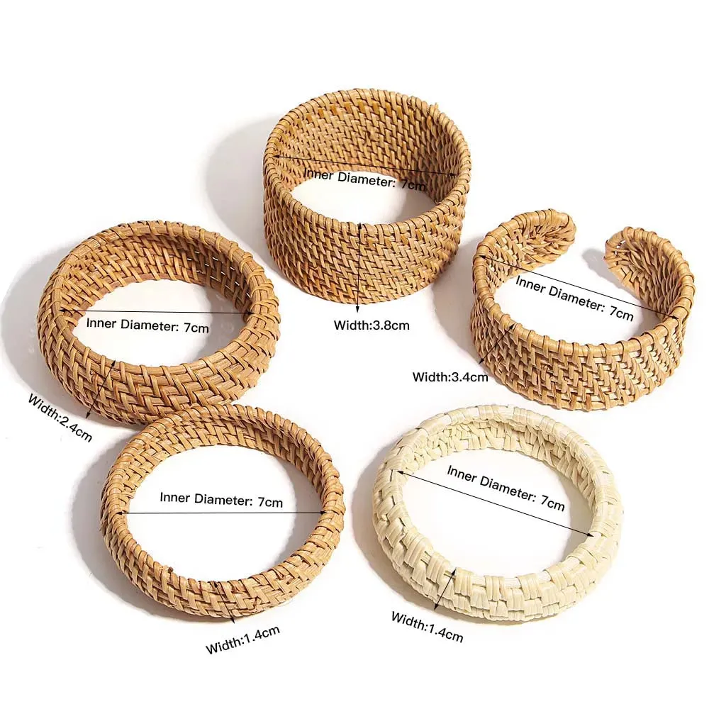 TEEK - Boho Wood Bamboo Rattan Weave Bracelet