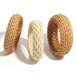 TEEK - Boho Wood Bamboo Rattan Weave Bracelet