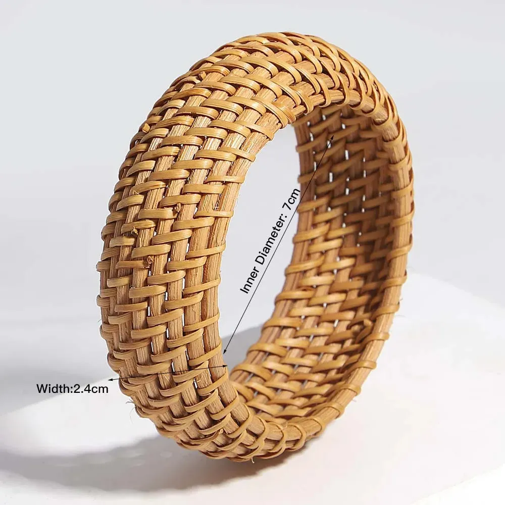 TEEK - Boho Wood Bamboo Rattan Weave Bracelet