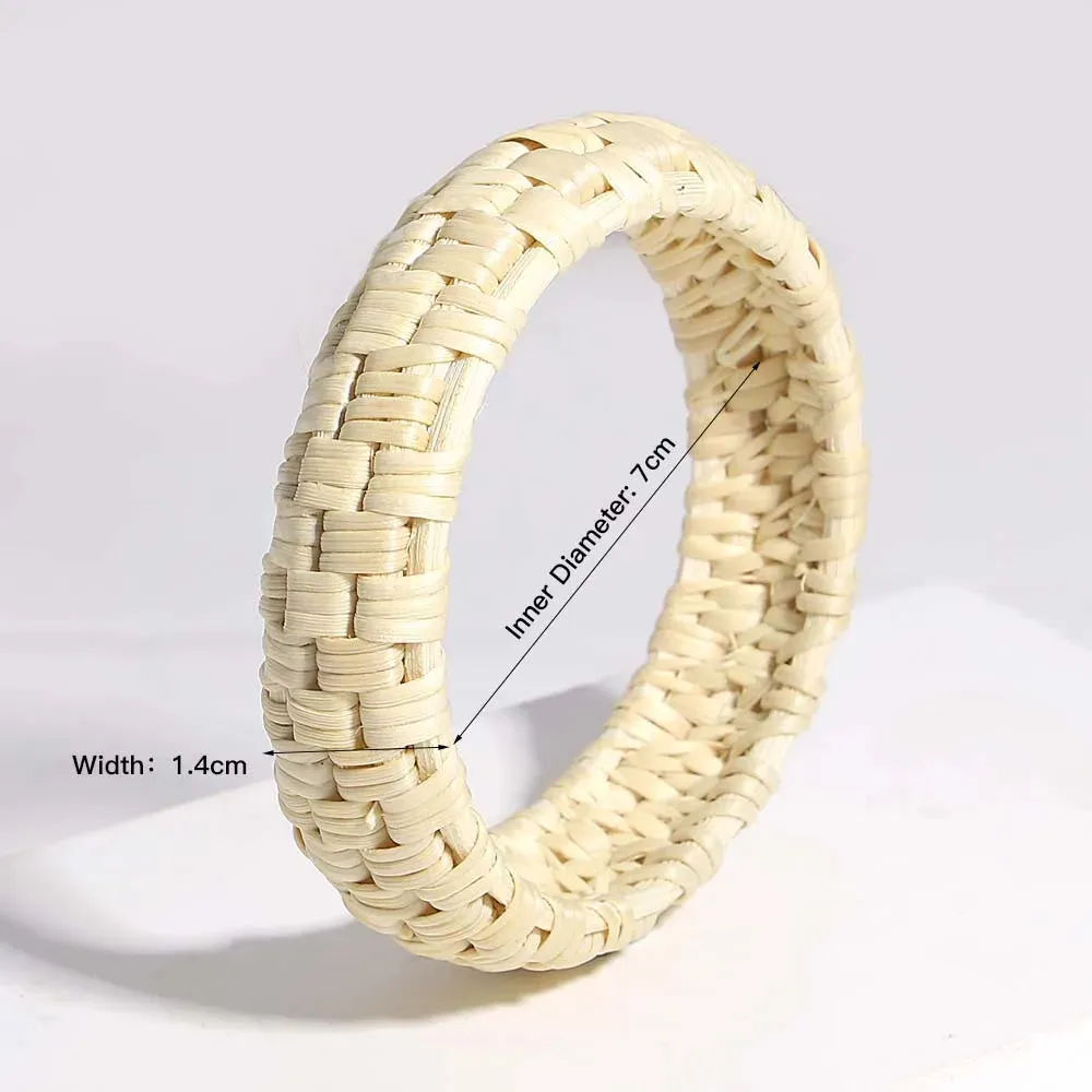 TEEK - Boho Wood Bamboo Rattan Weave Bracelet