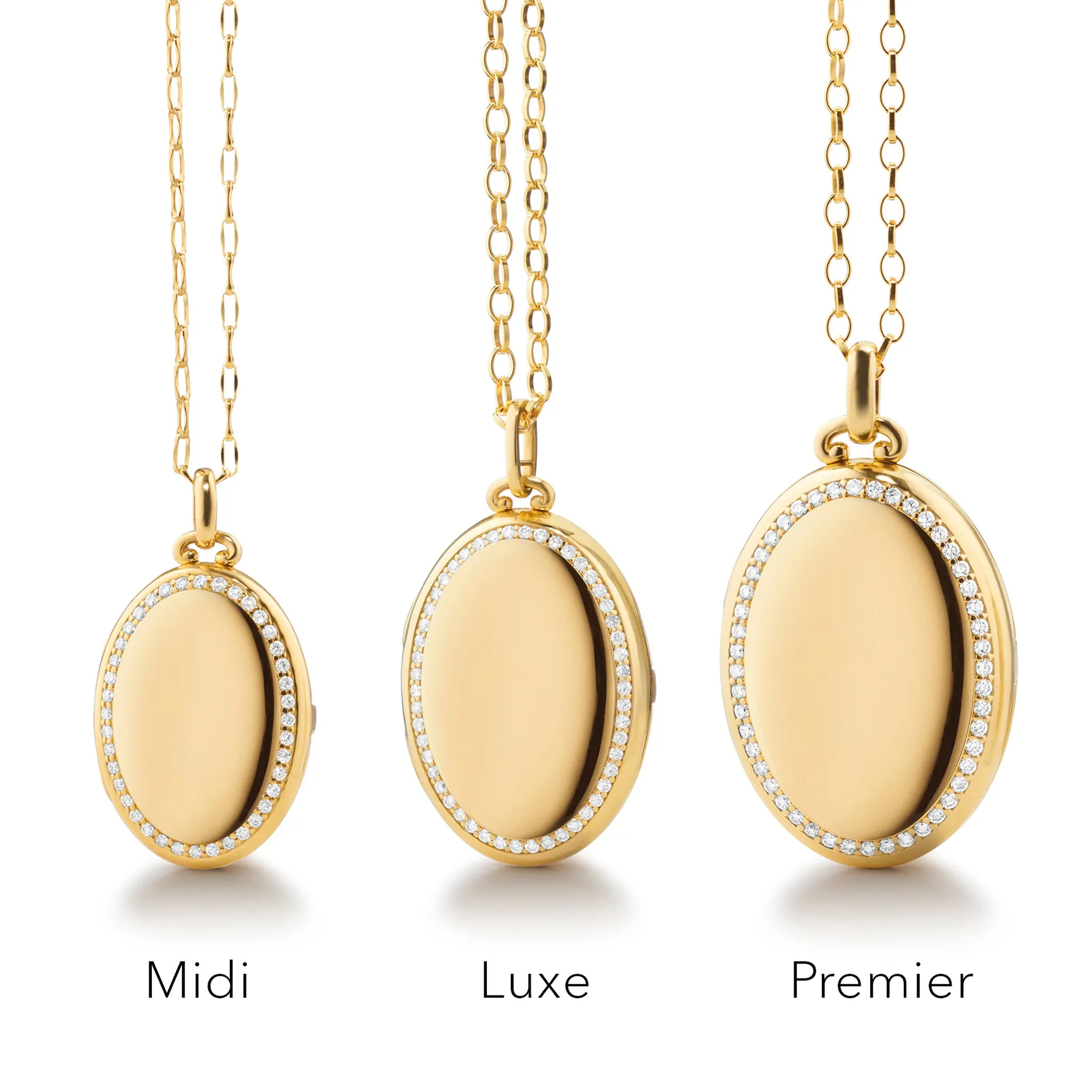 The Four Image "Midi" Diamond Border 18K Yellow Gold Locket