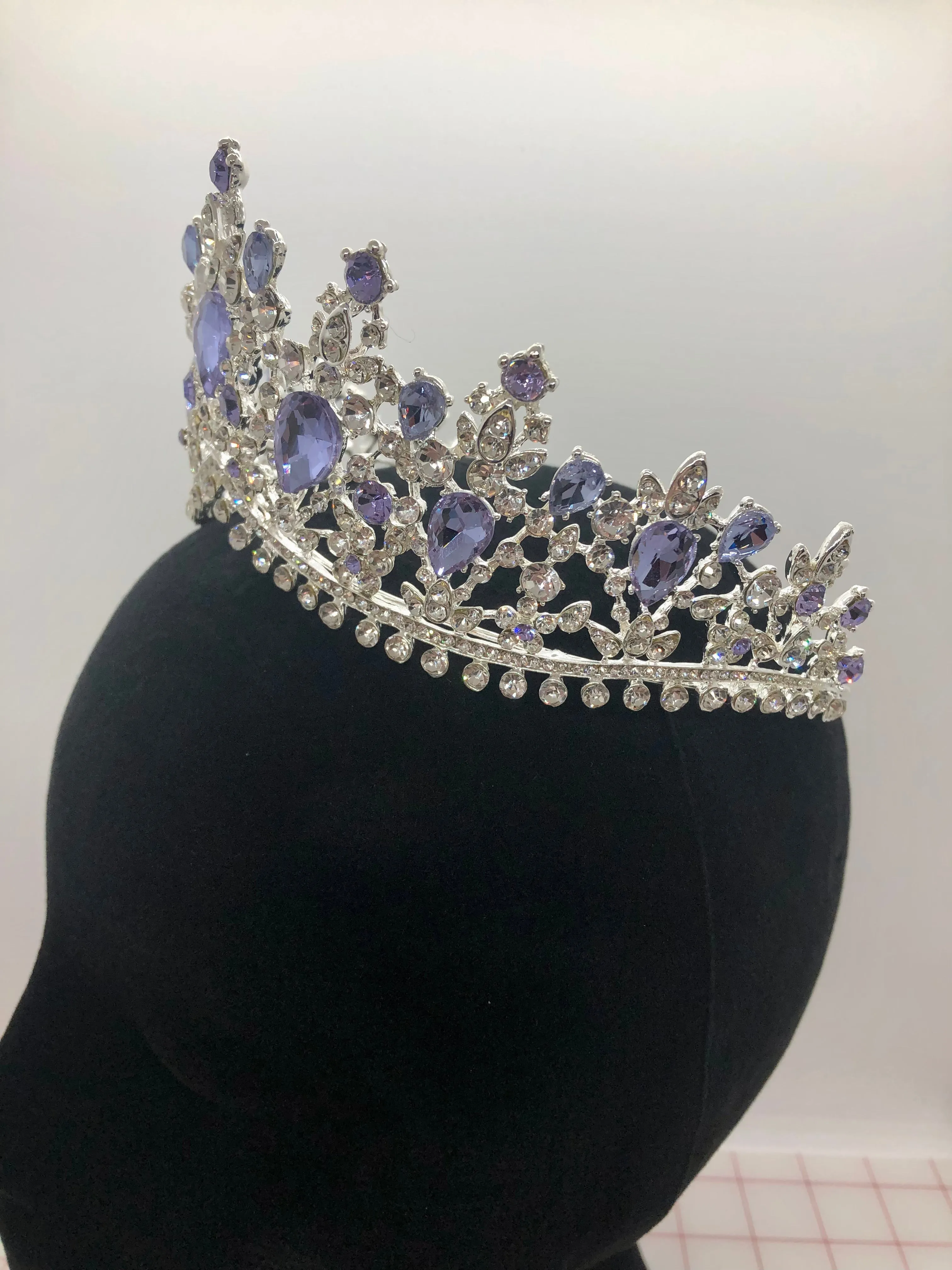 Tiara - Fancy Elegance Silver, Lilac and Crystal Rhinestone