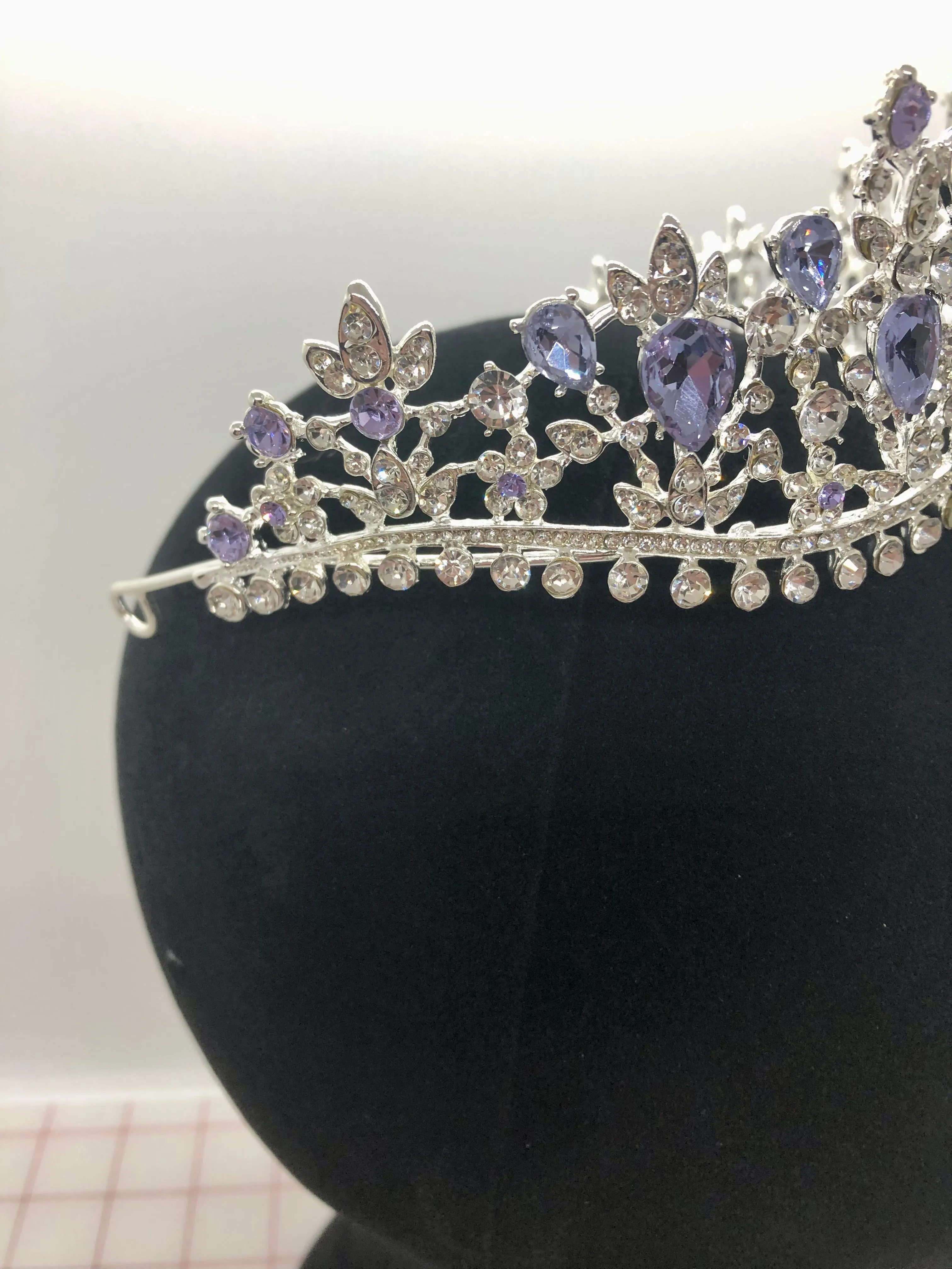 Tiara - Fancy Elegance Silver, Lilac and Crystal Rhinestone