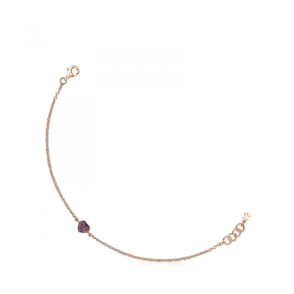 Tous Rose Gold Vermeil San Valentín heart Bracelet with Ruby 915301620