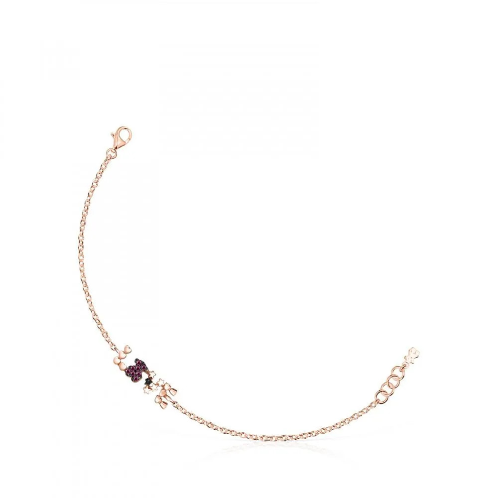 Tous Rose Gold Vermeil San Valentín love Bracelet with Ruby and Spinel 915301610