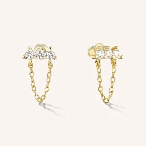 Trio Crystal Chain Earrings