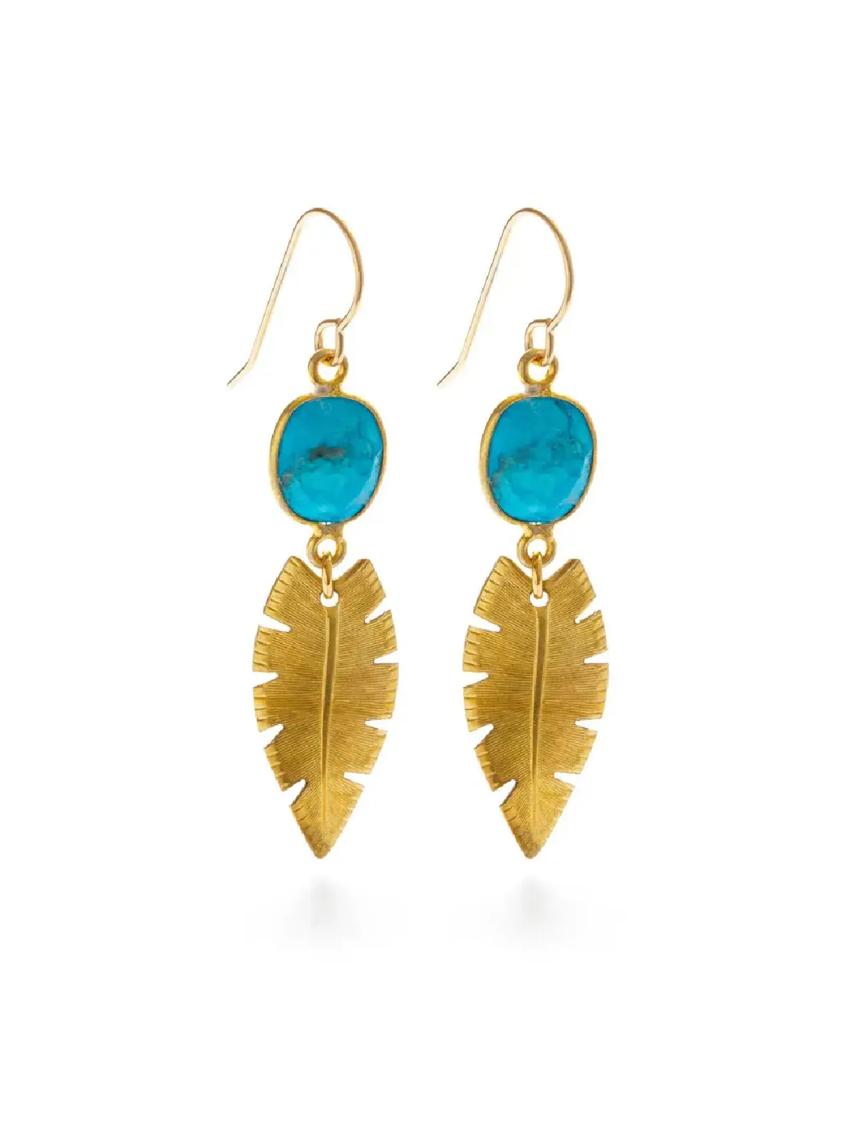 Turquoise & Palm Leaves Dangles by Amano Studio