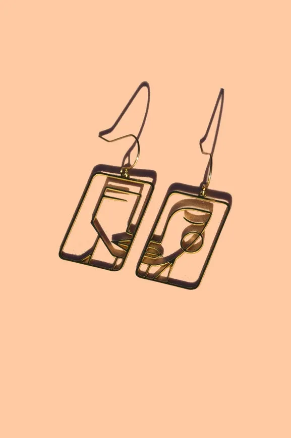 Two Faced Earrings - Brass