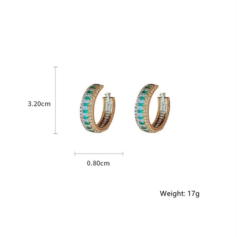 Vibrant Green Emerald-Inspired Zircon Hoop Earrings