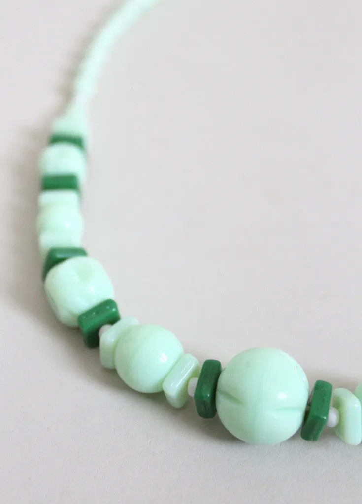 Vintage 1930s Jade Green Glass Necklace