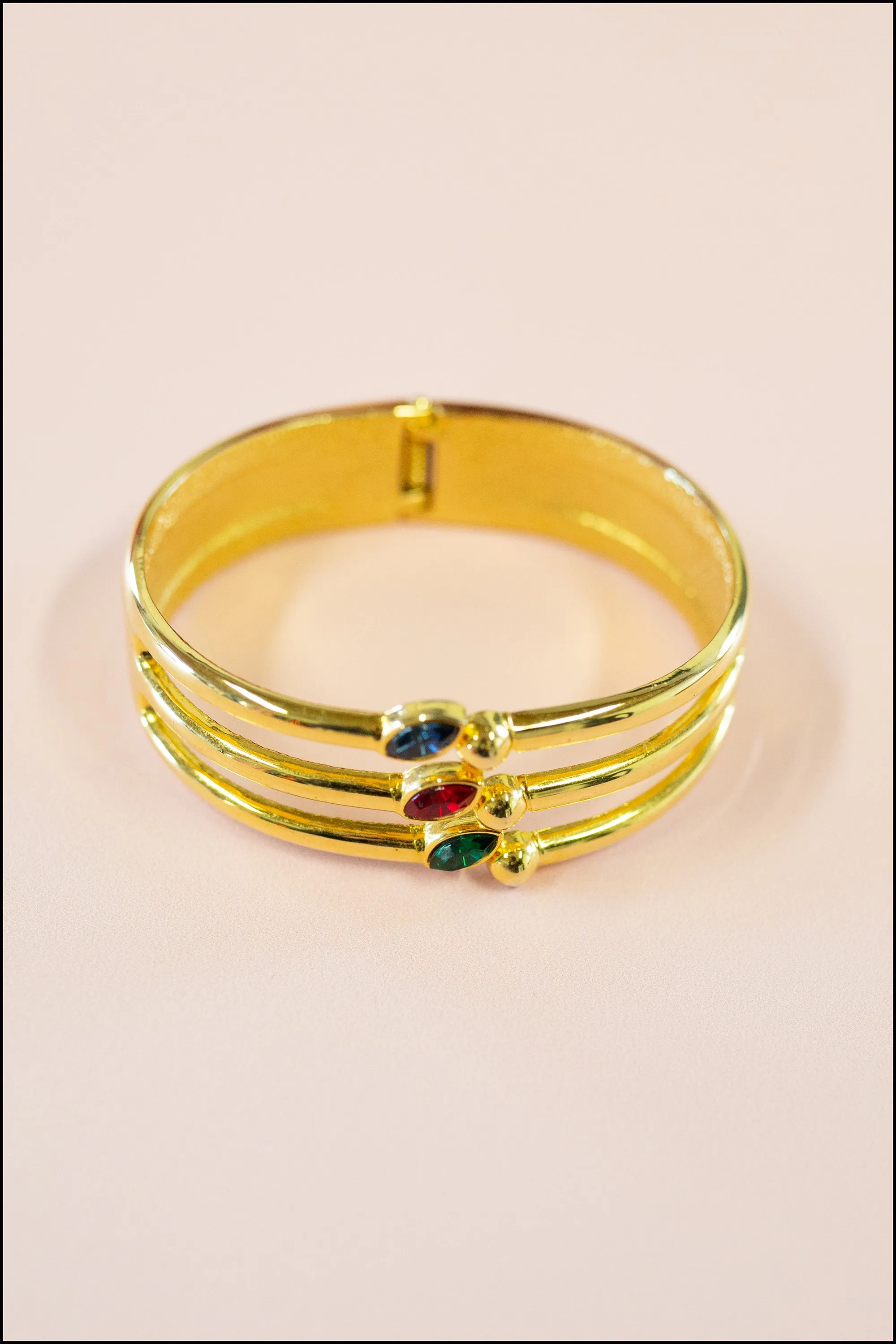 Vintage 1980s Faux Jewel Cuff Bracelet