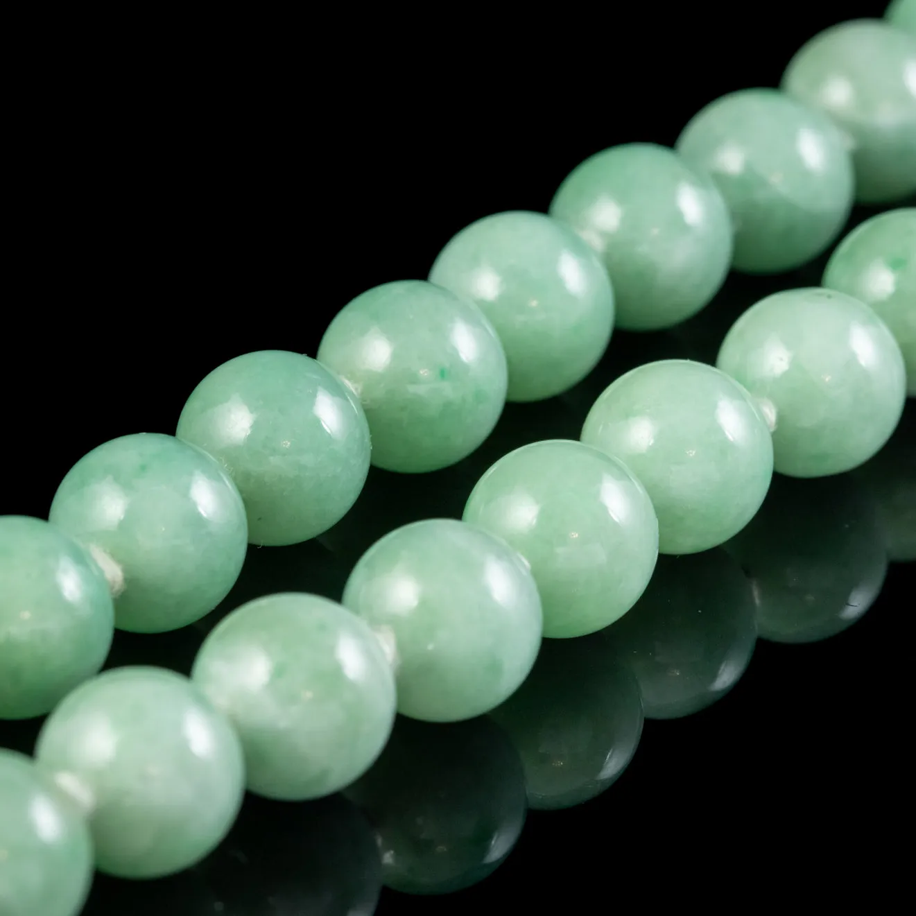 Vintage Long Jade Bead Necklace Circa 1930