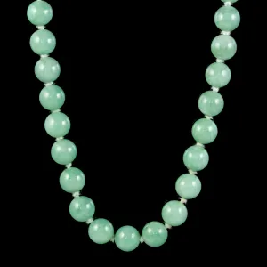 Vintage Long Jade Bead Necklace Circa 1930