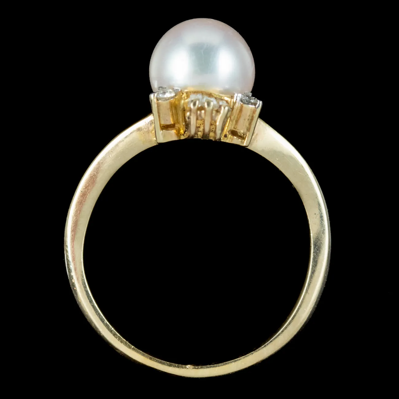 Vintage Pearl Diamond Tiara Ring 14ct Gold