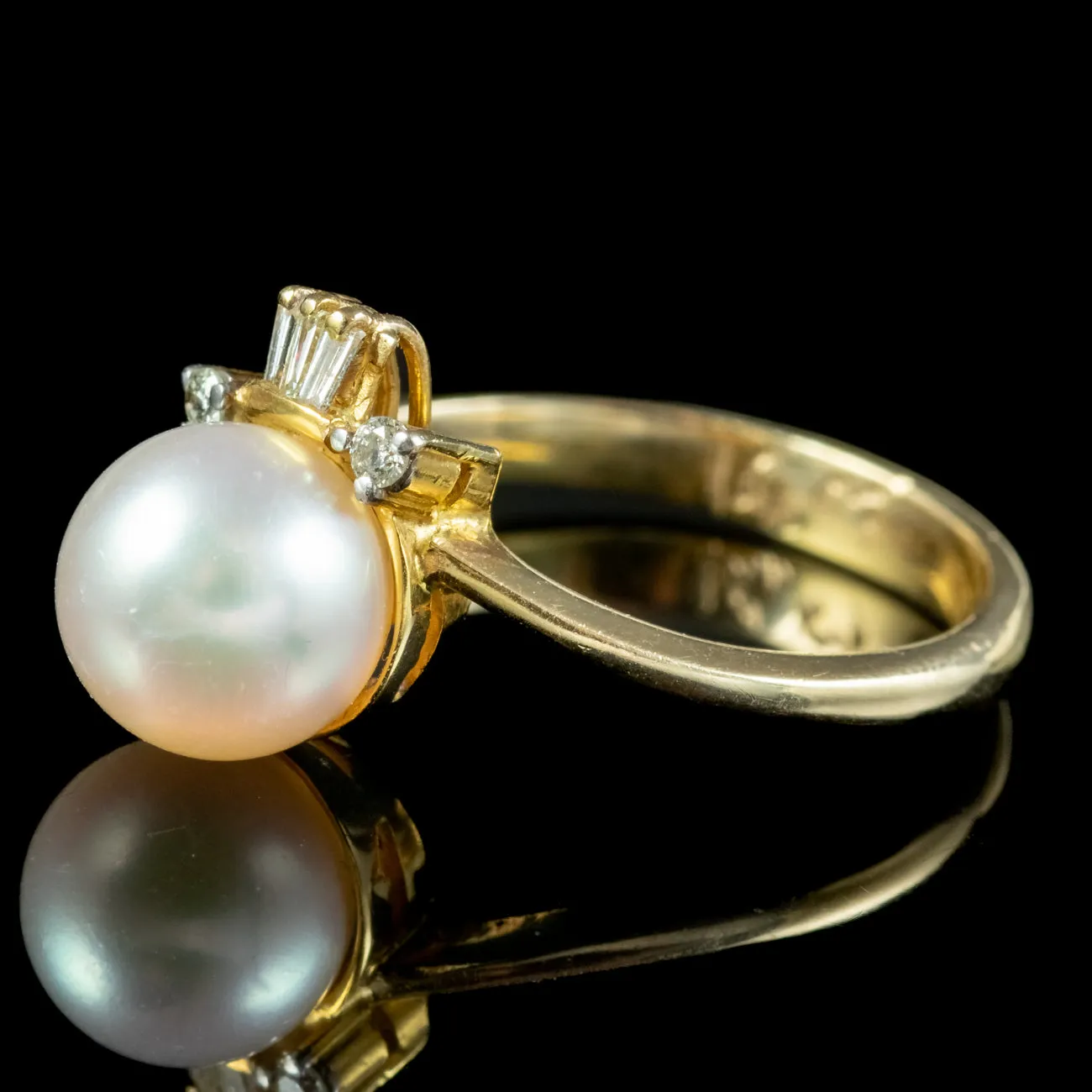 Vintage Pearl Diamond Tiara Ring 14ct Gold