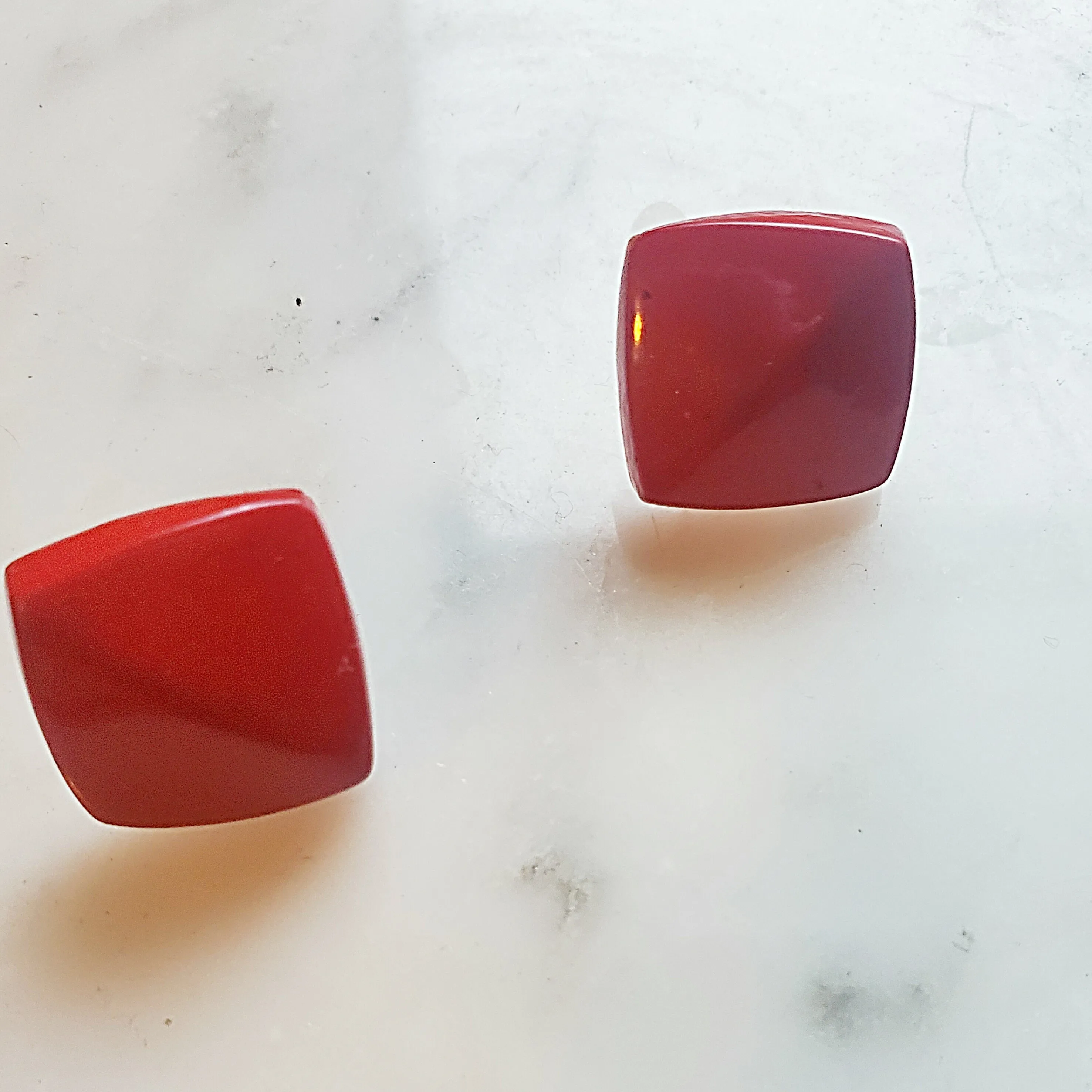 Vintage Square Earrings Red