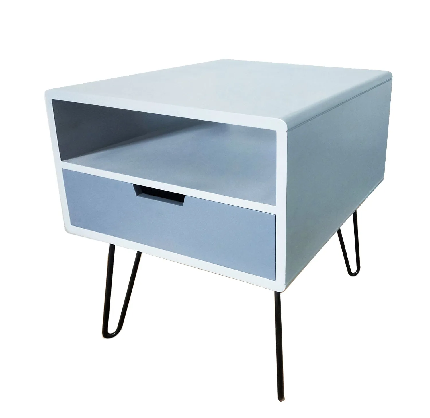 Viola Hairpin Leg Side Table With Drawer, Grey