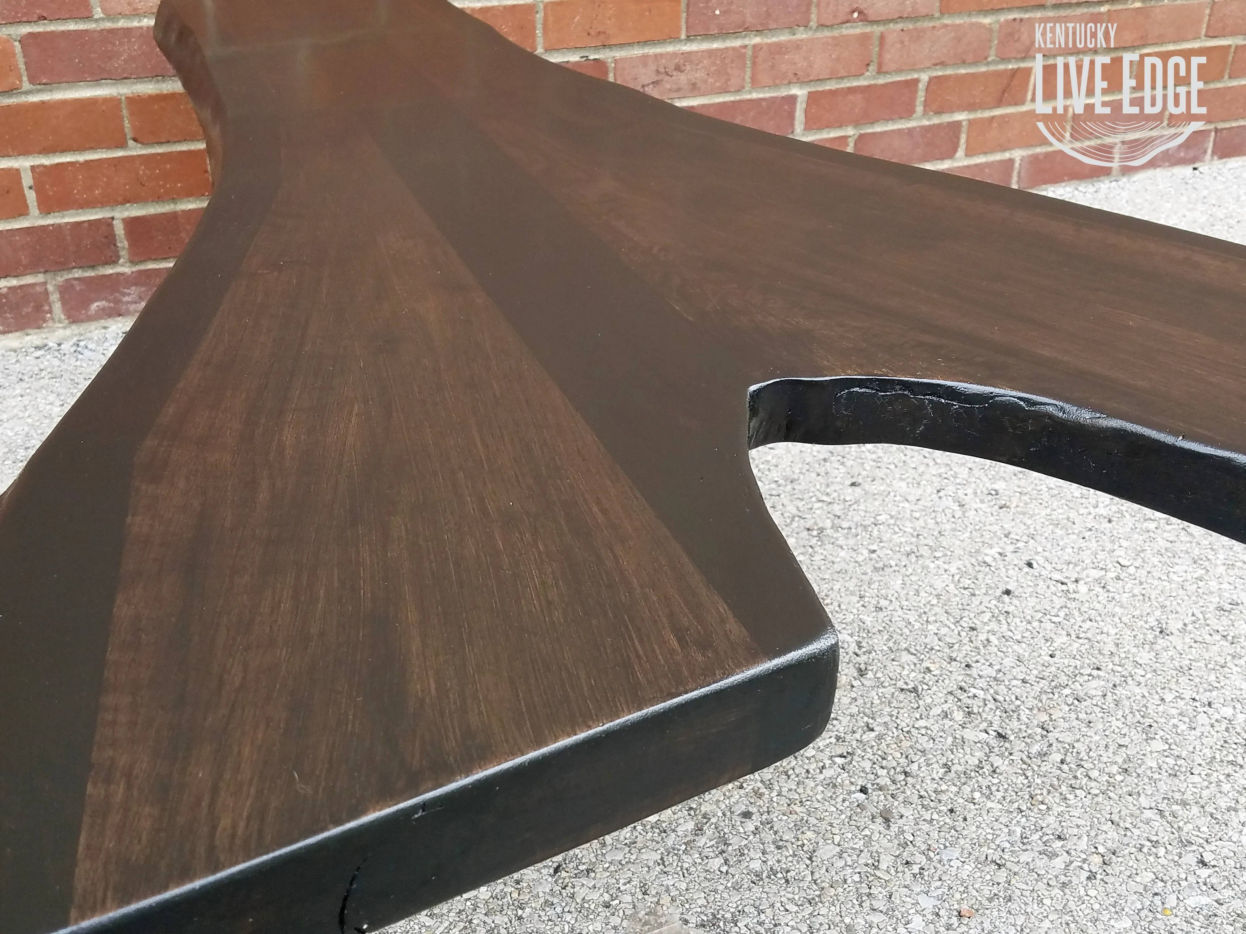 Walnut Coffee Table- Live Edge- Long Coffee Table- Java- Black- Steel- Industrial- Dark Wood- Satin Finish- Natural Edges- Modern- Rustic