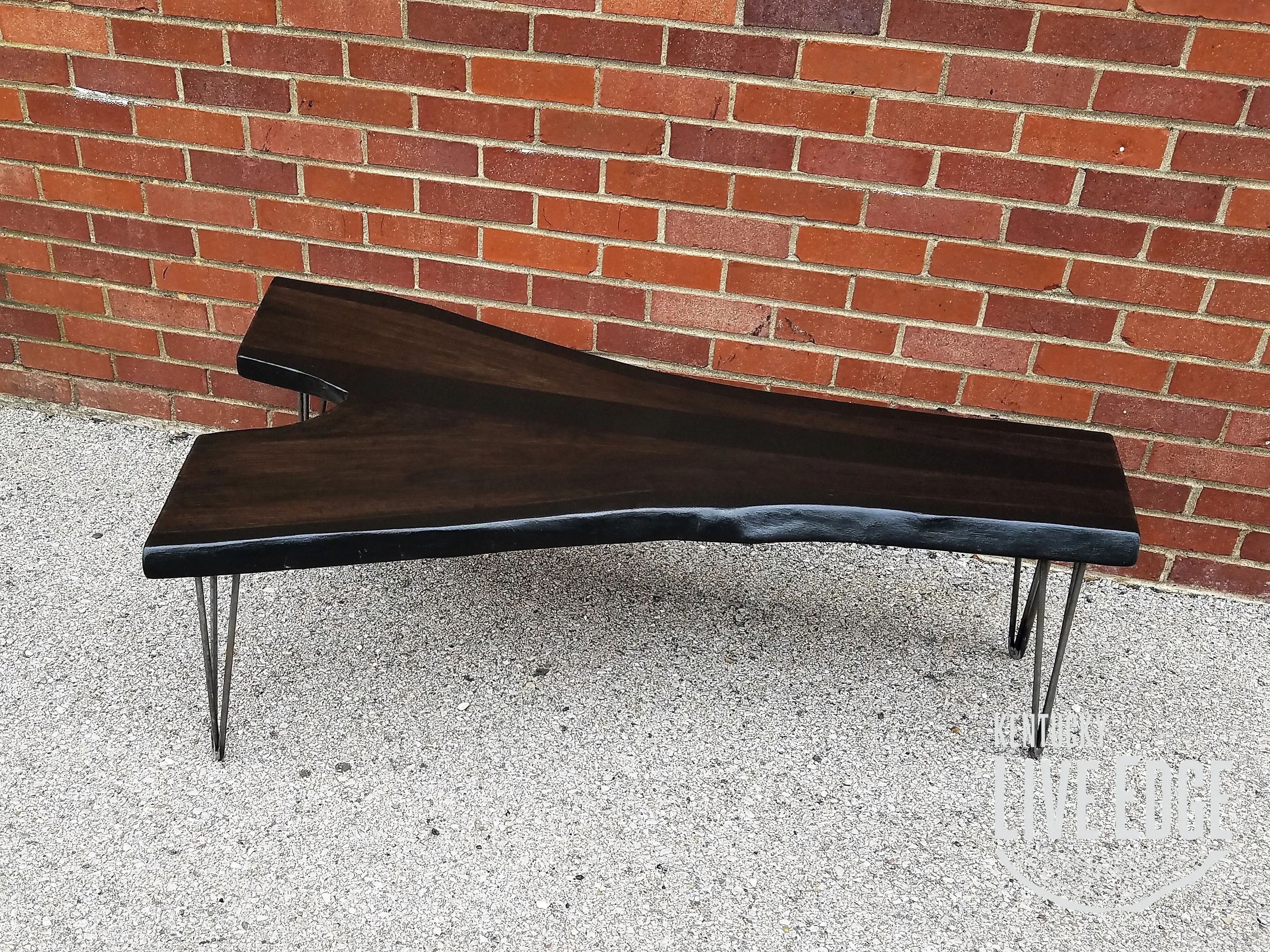 Walnut Coffee Table- Live Edge- Long Coffee Table- Java- Black- Steel- Industrial- Dark Wood- Satin Finish- Natural Edges- Modern- Rustic