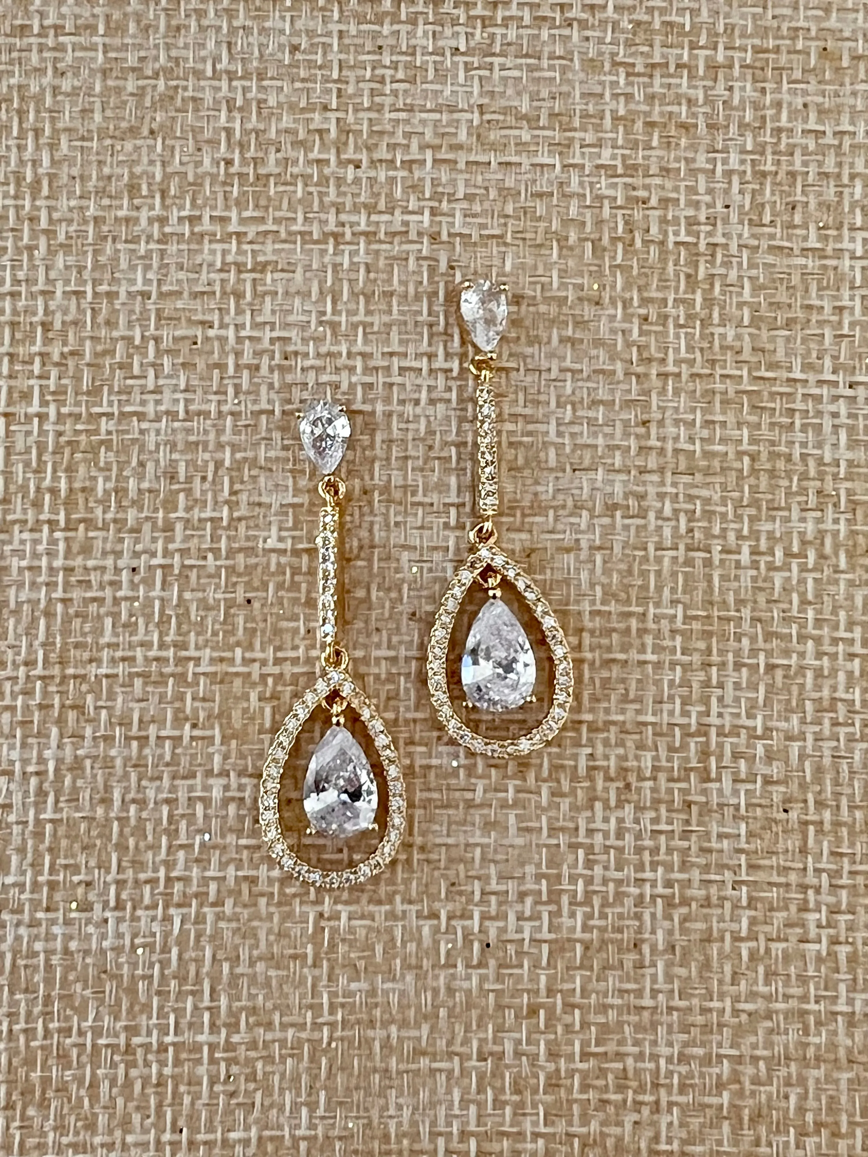 Wedding Earrings, Double Drop Swarovski and Zirconia Bridal & Quince Earring