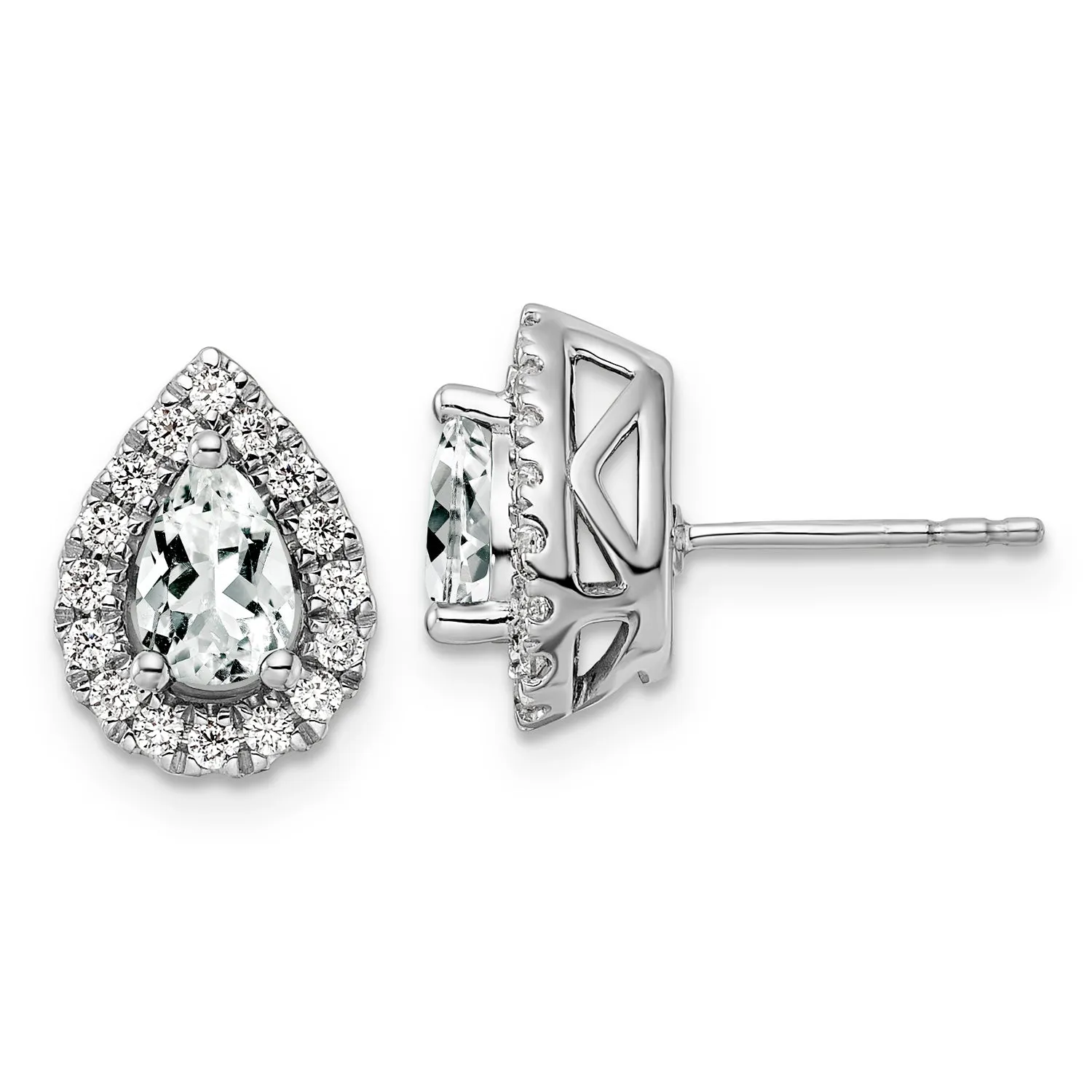 White Sapphire Diamond Halo Earrings