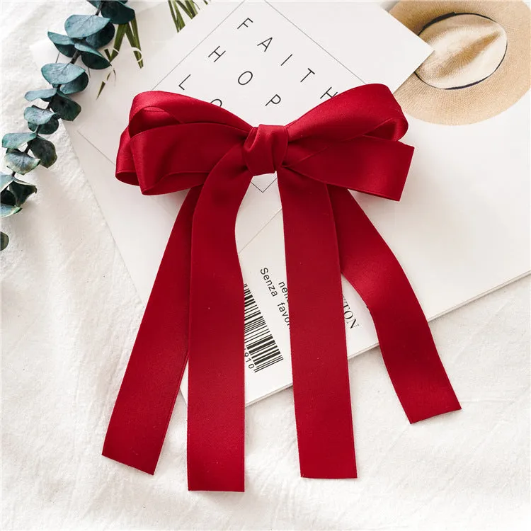 Women's Hair Band Bow Ribbon Hairpin Spring Clip