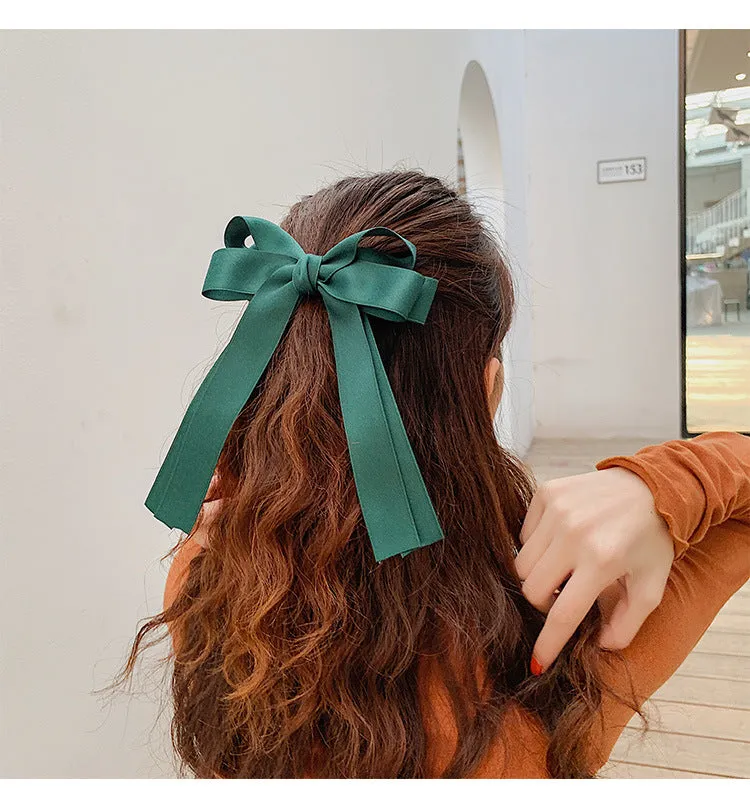 Women's Hair Band Bow Ribbon Hairpin Spring Clip