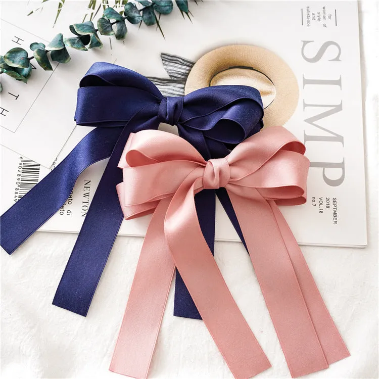 Women's Hair Band Bow Ribbon Hairpin Spring Clip