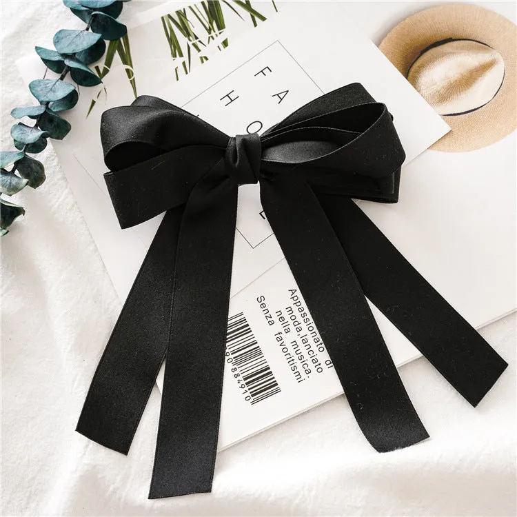 Women's Hair Band Bow Ribbon Hairpin Spring Clip