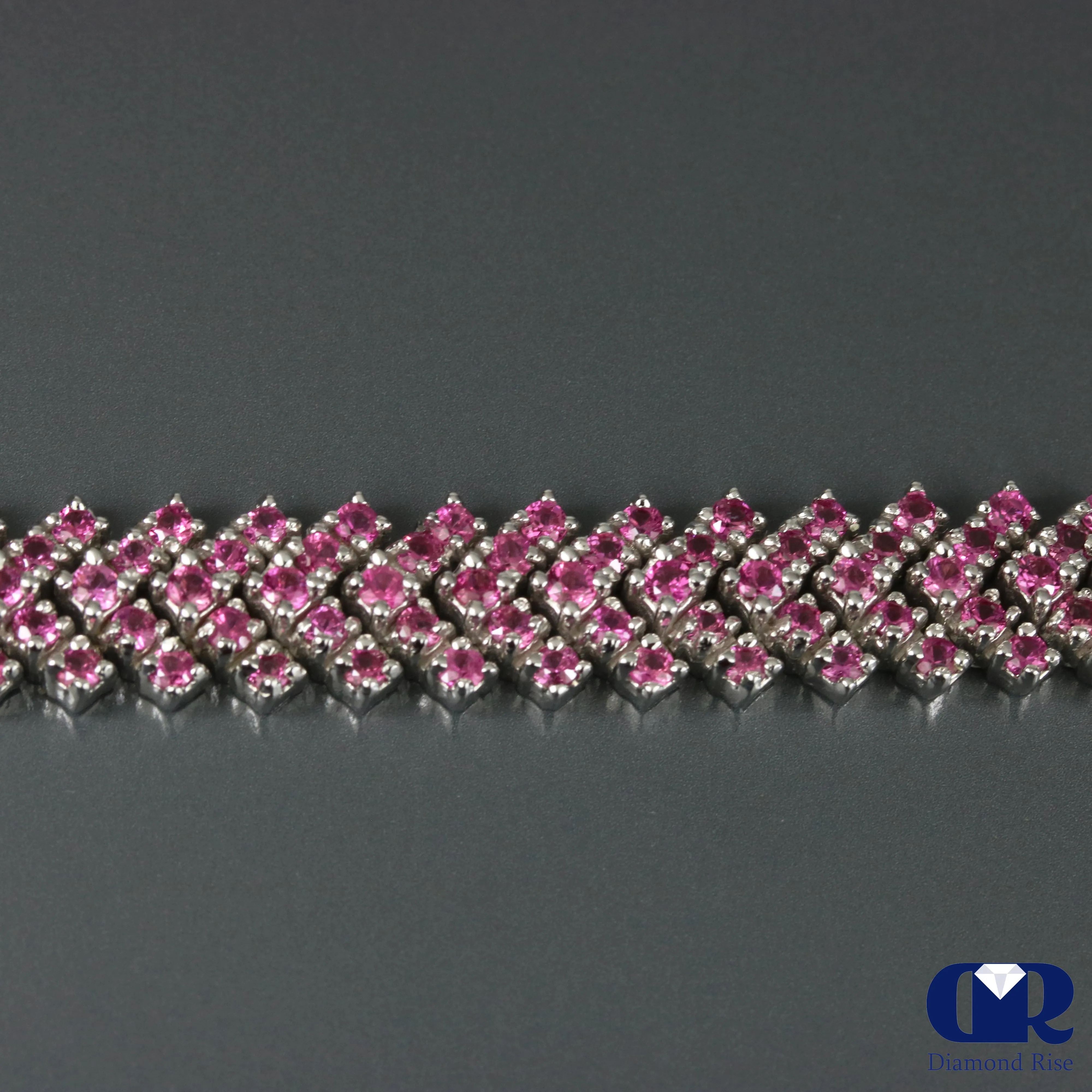 Women's Natural 9.76 Carat Ruby Bracelet In 14K White Gold