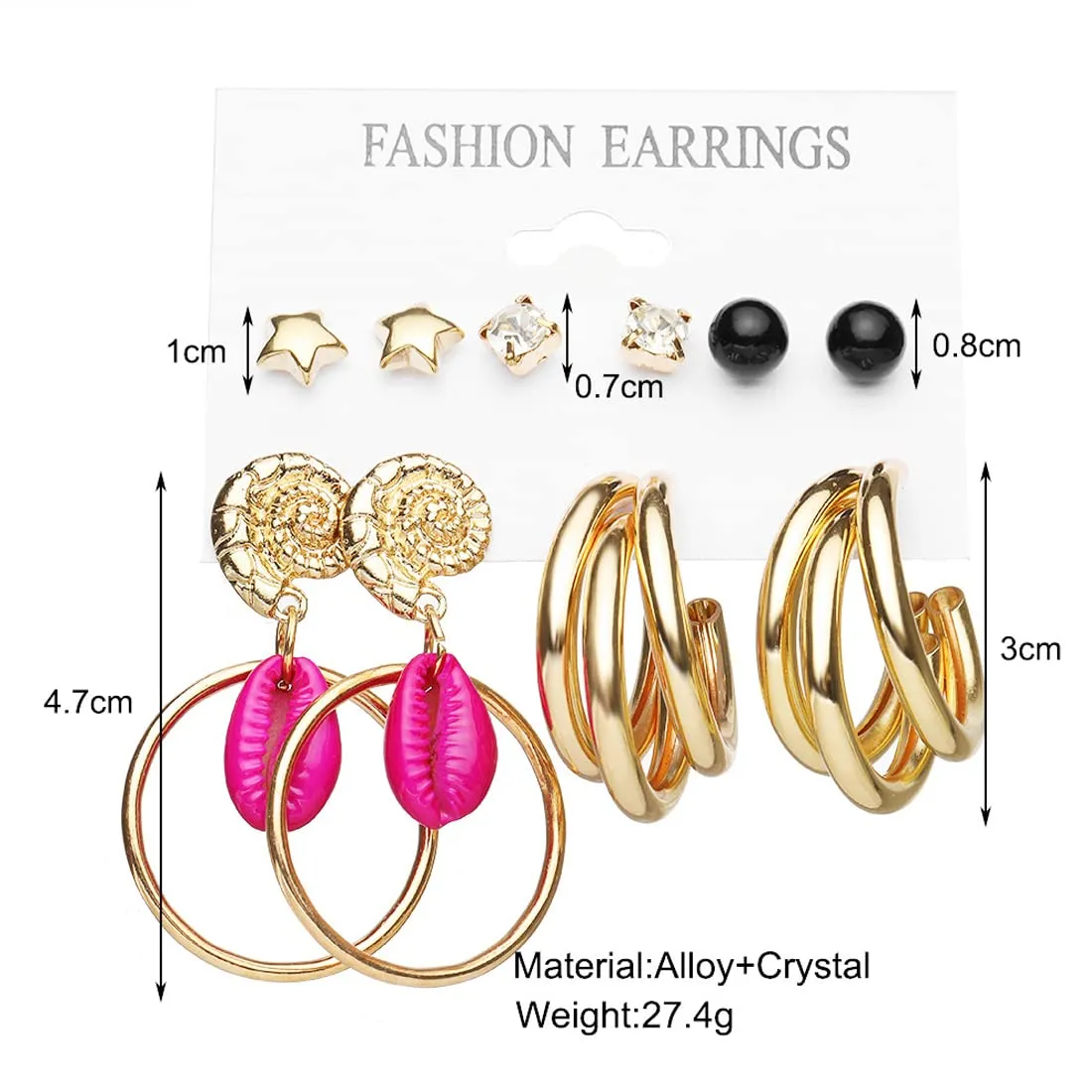 Yellow Chimes Combo Earrings for Women Set of 5 Pairs Gold Plated Combo Studs Hoop Earrings Set For Women And Girls