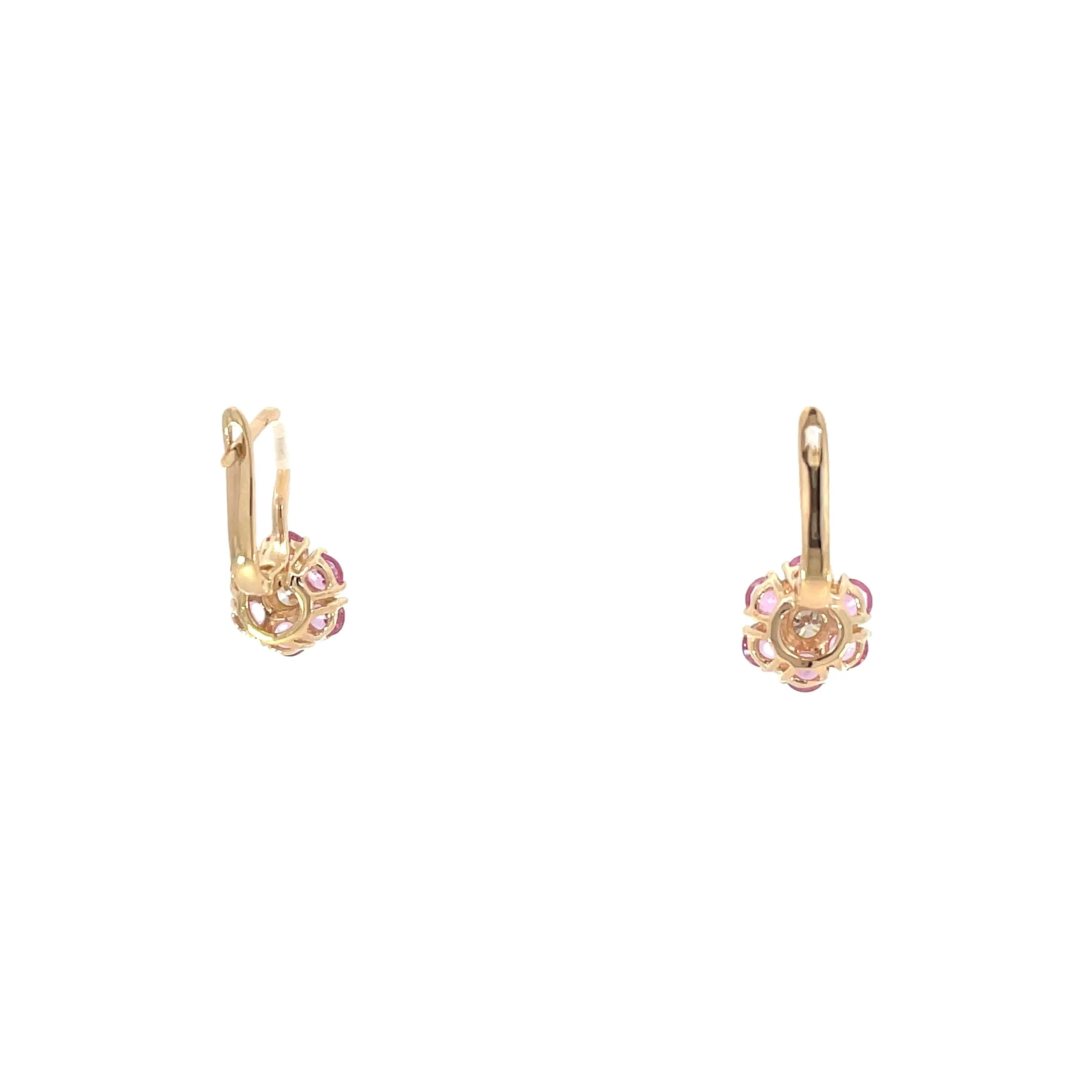 Yellow Gold Flower Drop Earrings