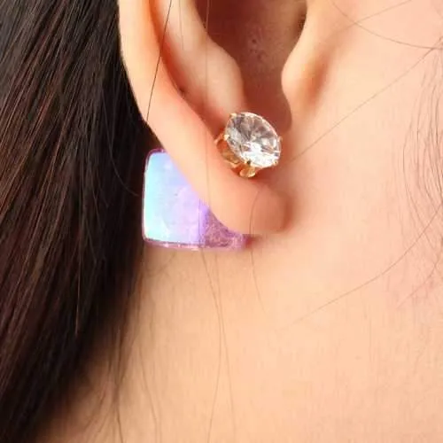 Zircon Crystal Ear Stud Diamond Smooth Earrings