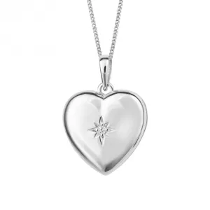 Zirconia Starbust Heart Locket Pendant P5229C